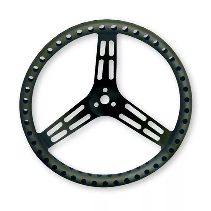 14" Uncoated Aluminum Steering Wheel - Drilled (Clear or Black)