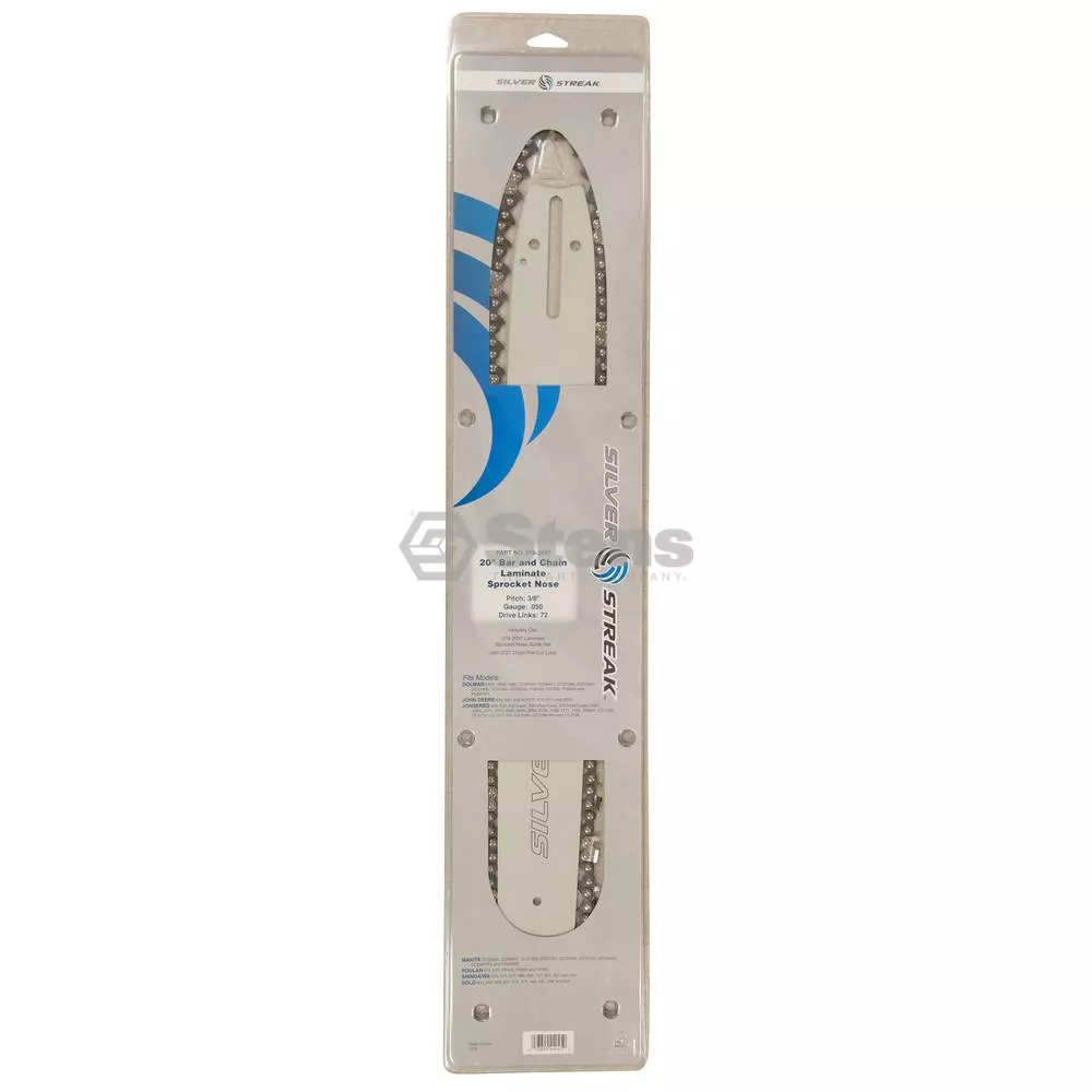 20” Bar and Chain Combo – 3/8” pitch, .050 gauge, 72 DL