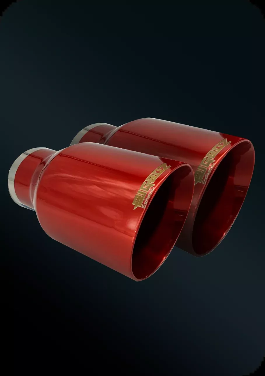 4 inch Slant Cut Universal Exhaust Tip Set Candy Red