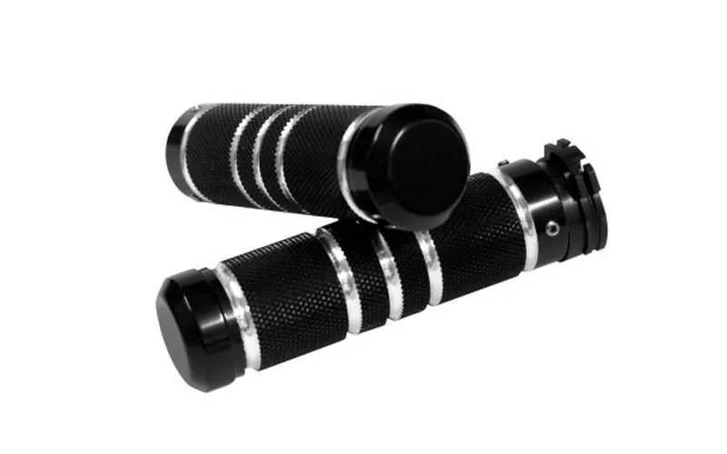 AccutronixCustom Grips for '84-16 Models (except '08-13 FLHT,FLHR,FLHX & H-D Trikes) -Knurled Grooved, Night Series