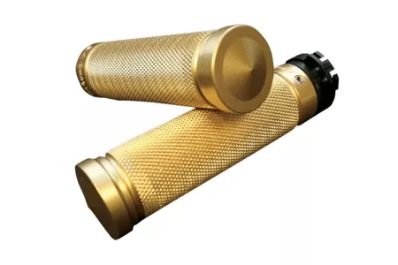 AccutronixCustom Grips for '84-UpModels (except '08-13 FLHT,FLHR,FLHX & H-D Trikes) -Knurled Diamond, Chrome Billet