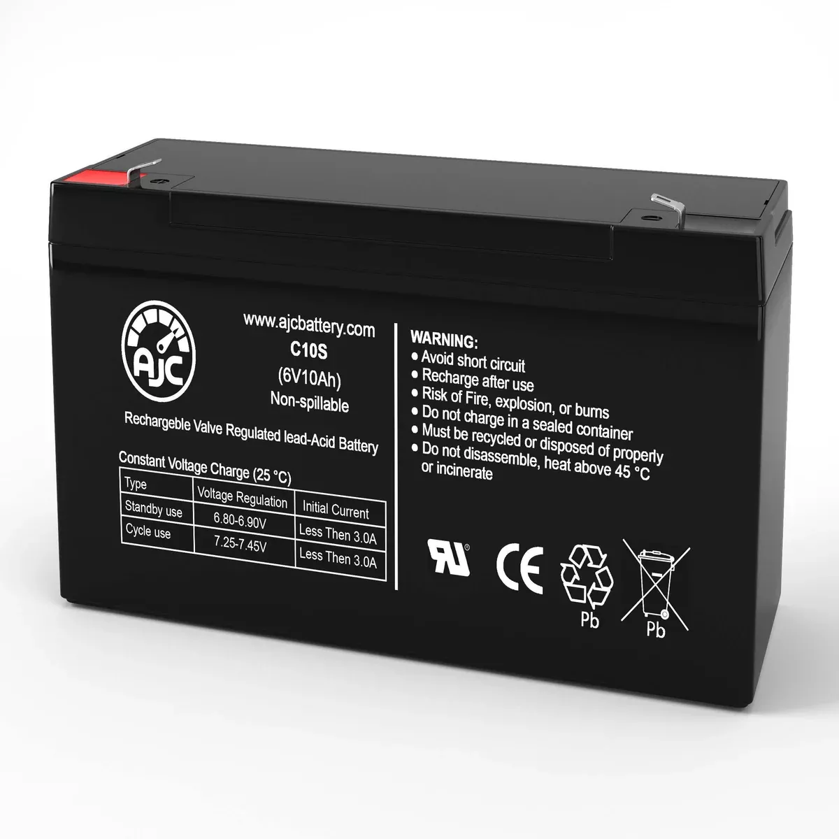 AJC Battery Compatible with Fortress Best Power BAT-0063 6V 10Ah UPS Battery