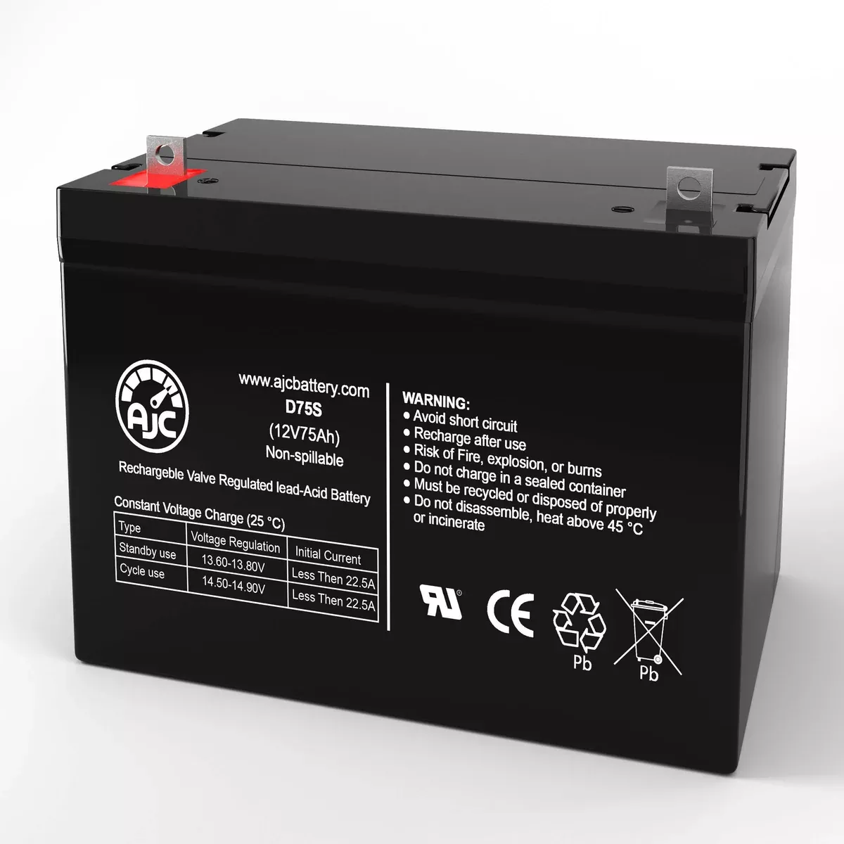 AJC Battery Compatible with Fortress Best Power UT8K 12V 75Ah UPS Battery