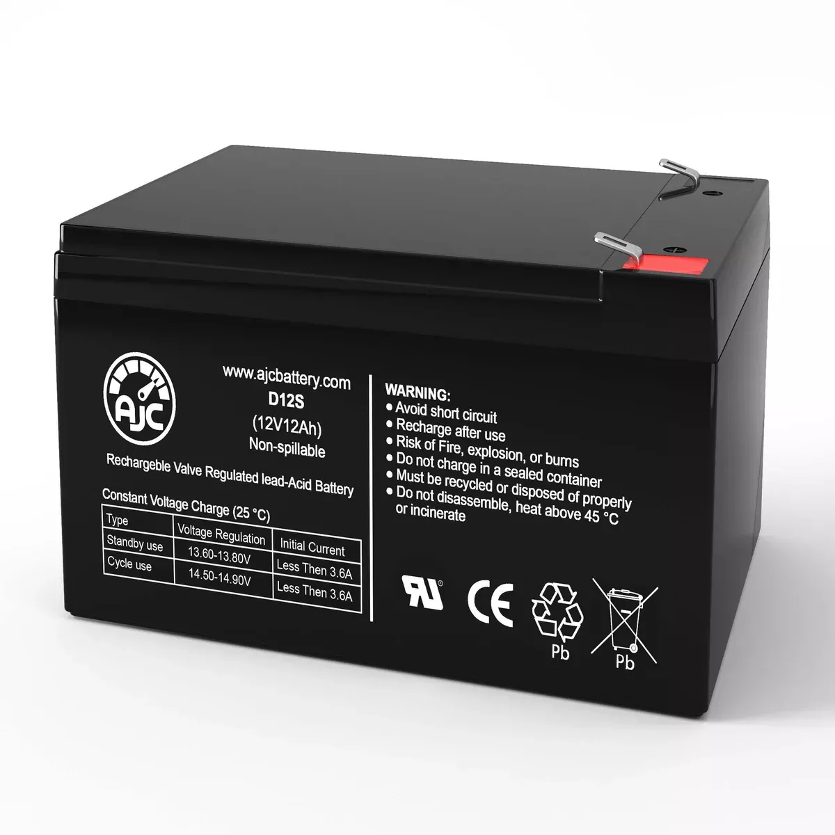 AJC Battery Compatible with Fullriver DC12-12 12V 12Ah Sealed Lead Acid Battery