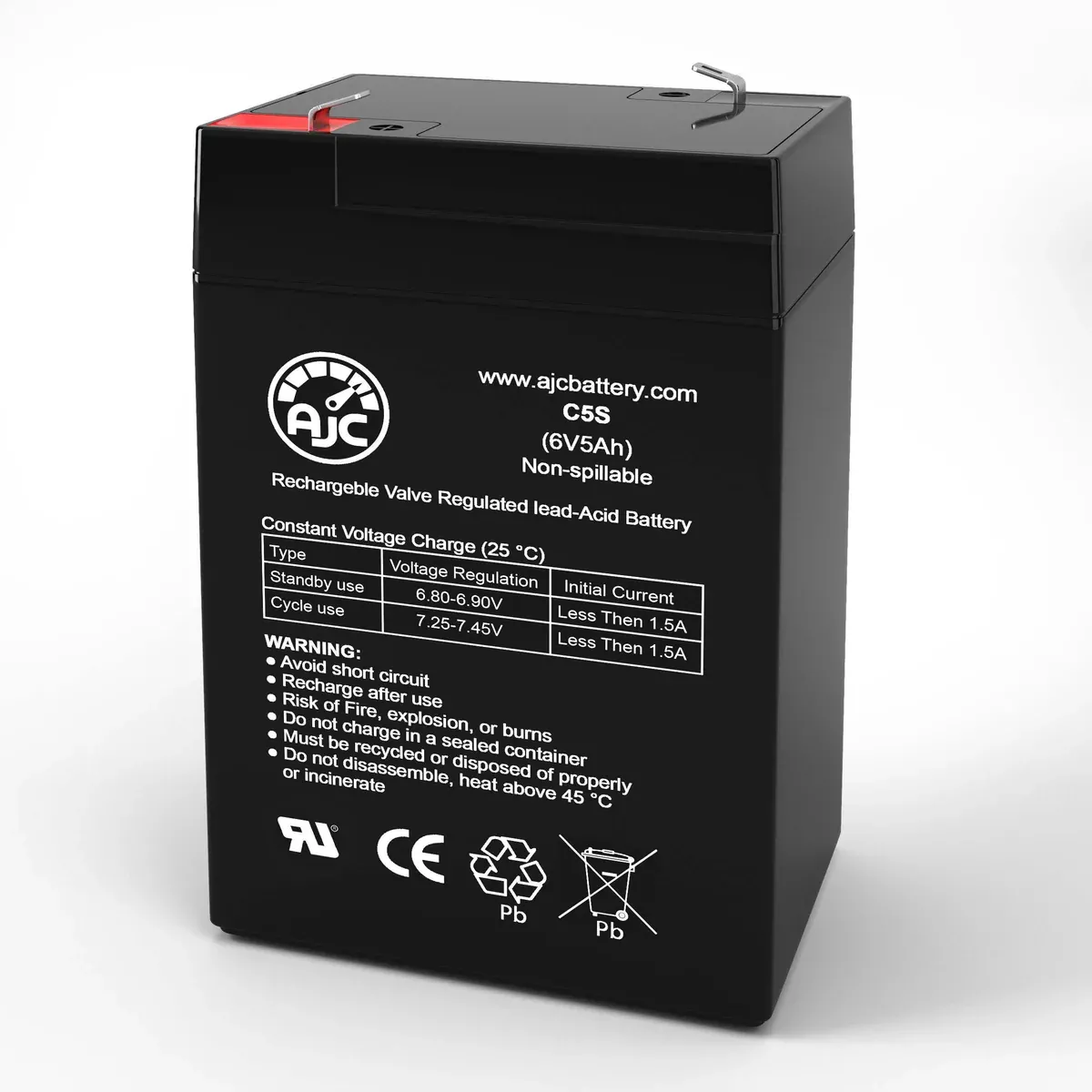 AJC Battery Compatible with Fullriver HGL5-6A 6V 5Ah Sealed Lead Acid Battery