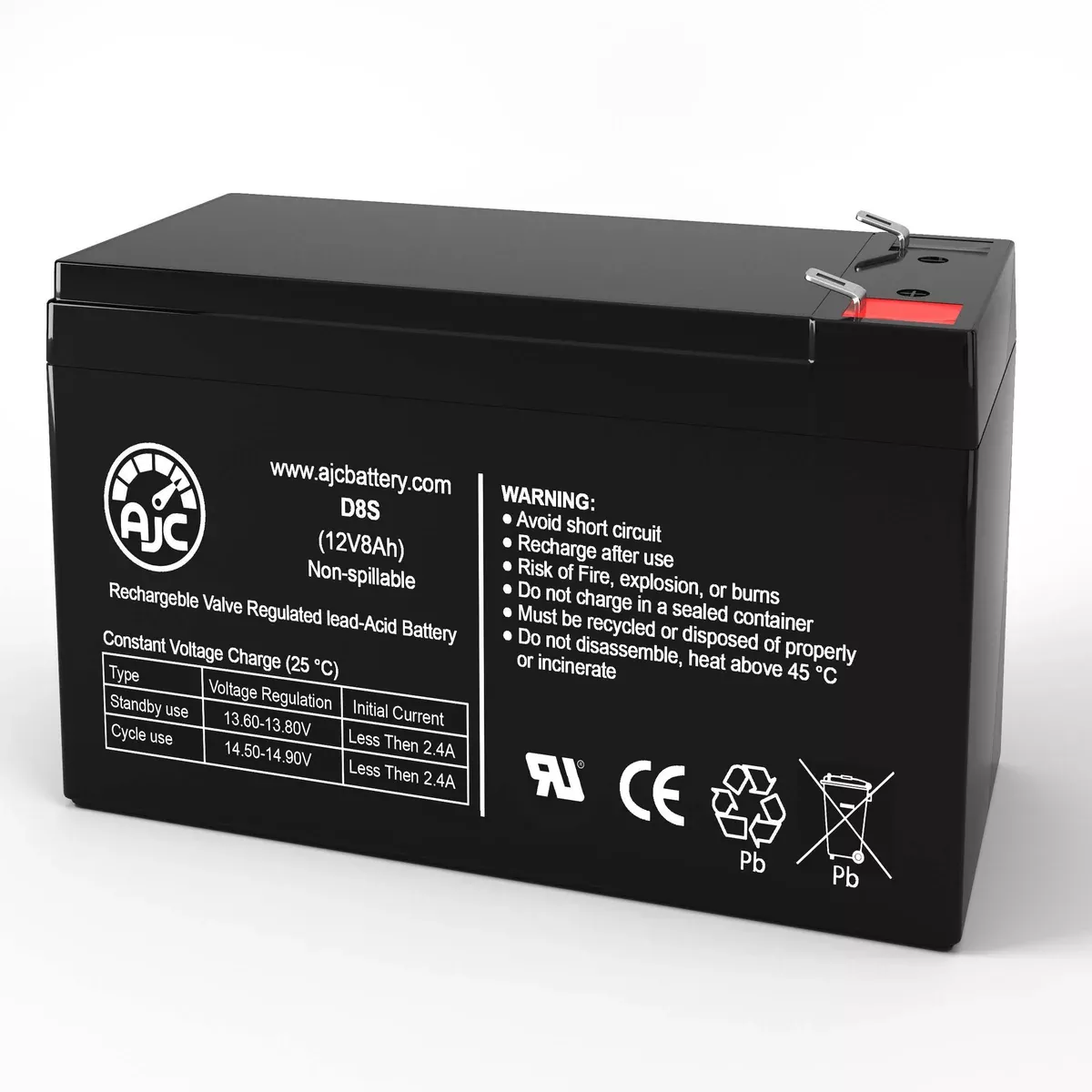 AJC Battery Compatible with Fullriver HGL7.5-12 12V 8Ah UPS Battery