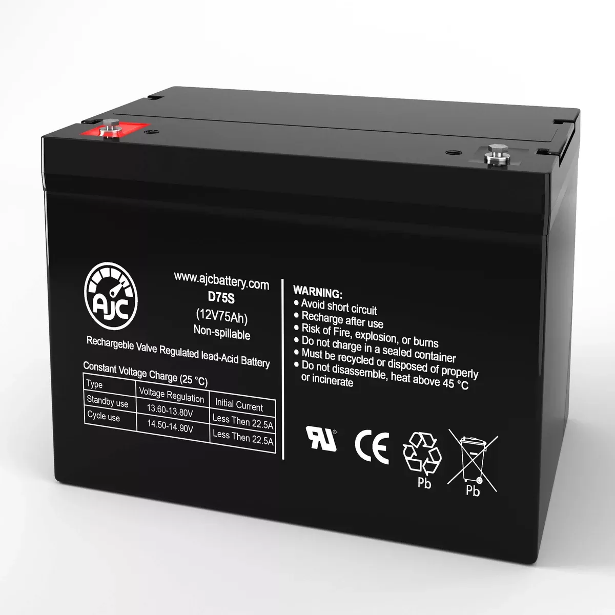 AJC Battery Compatible with Fullriver HGL75-12B 12V 75Ah Sealed Lead Acid Battery