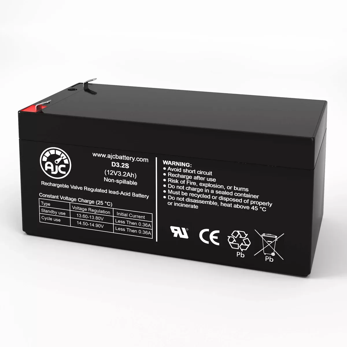 AJC Battery Compatible with Genesis NPH3.2-12 12V 3.2Ah UPS Battery