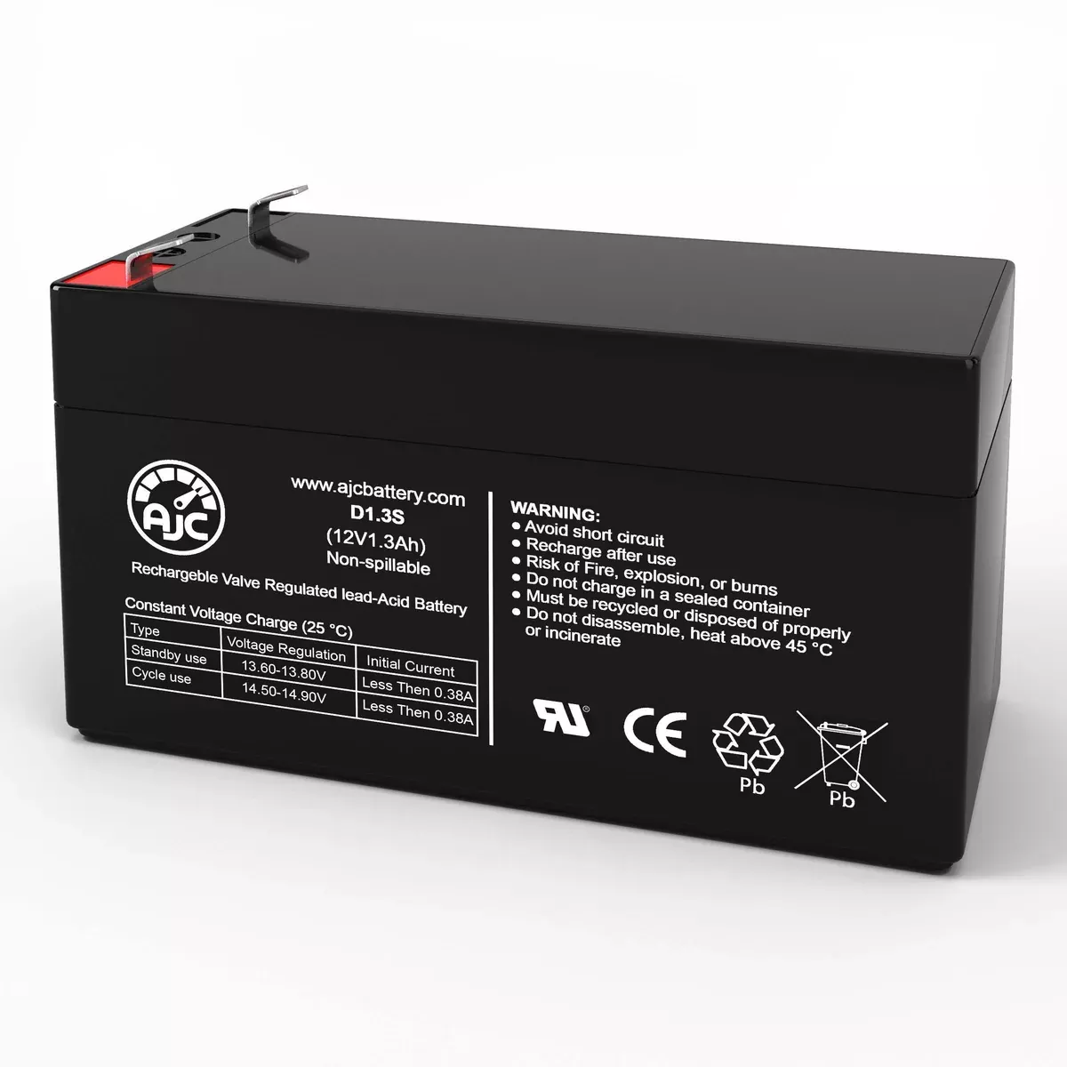 AJC Battery Compatible with Innovonics FA525 12V 1.3Ah Alarm Battery