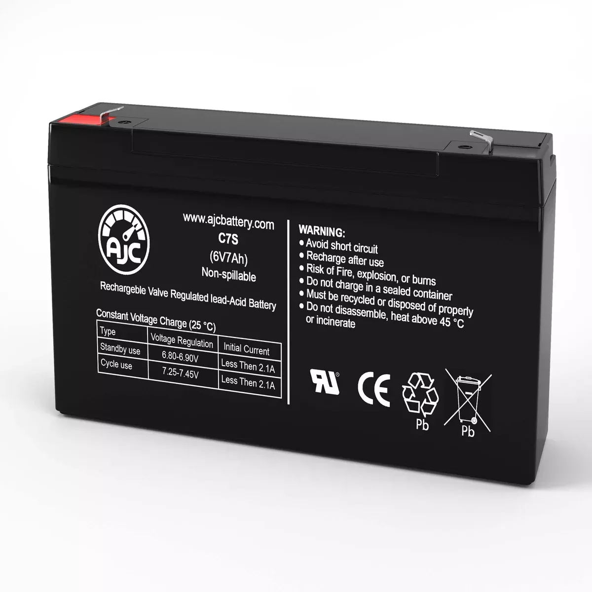 AJC Battery Compatible with Portalac PE6V6.5 6V 7Ah Emergency Light Battery
