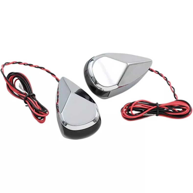 Alloy Art MRL-2C Chrome Finish Smoke / Red LED Signal Marker Lights 98-19 Harley