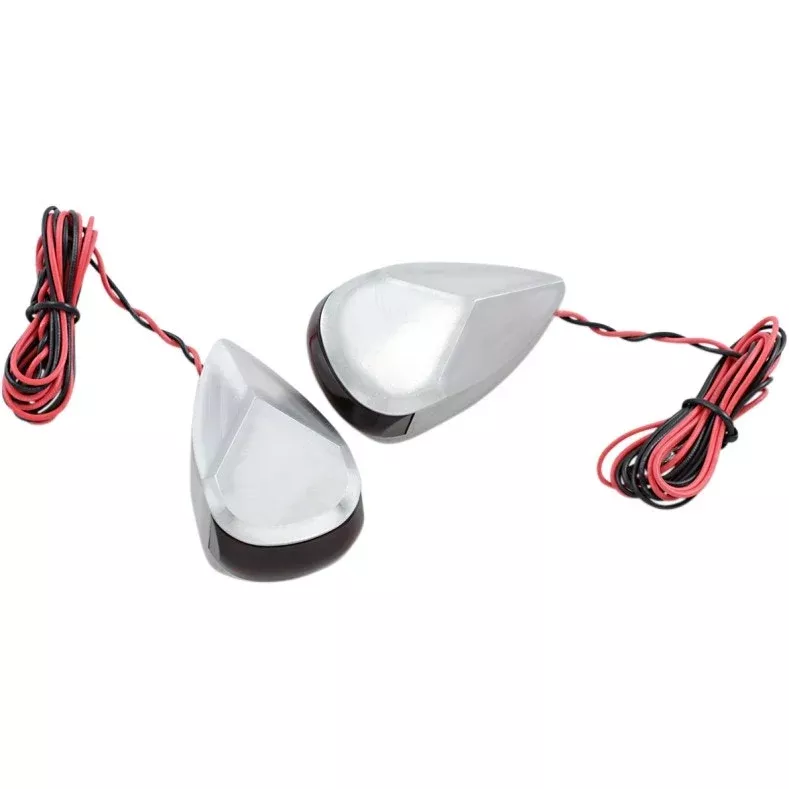 Alloy Art MRL-3R Raw Finish Red LED Turn Signal Marker Lights 98-19 Harley