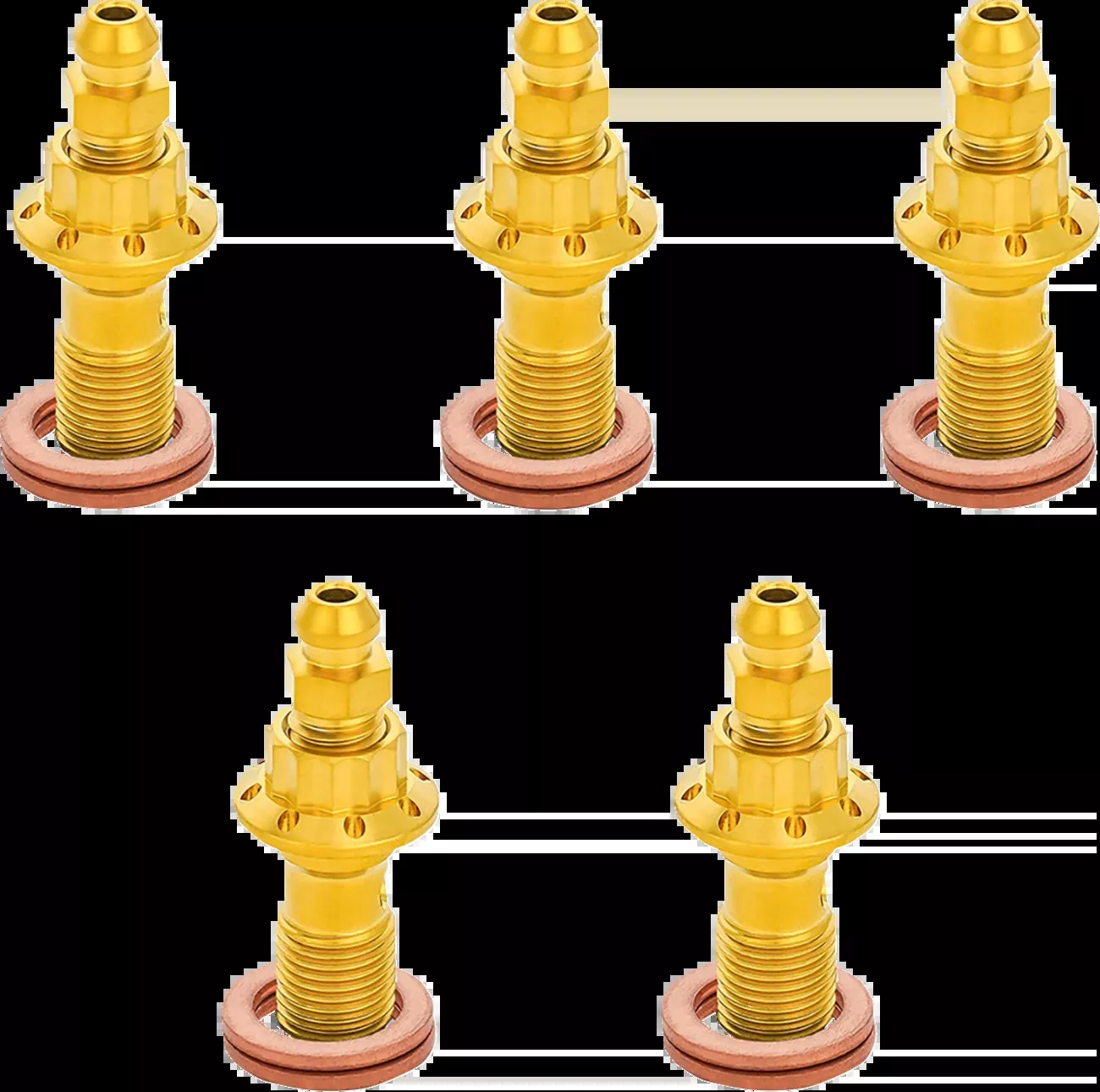 ARLEN NESS Banjo Bolt 5-Pack - 10mm - Gold - 300-868