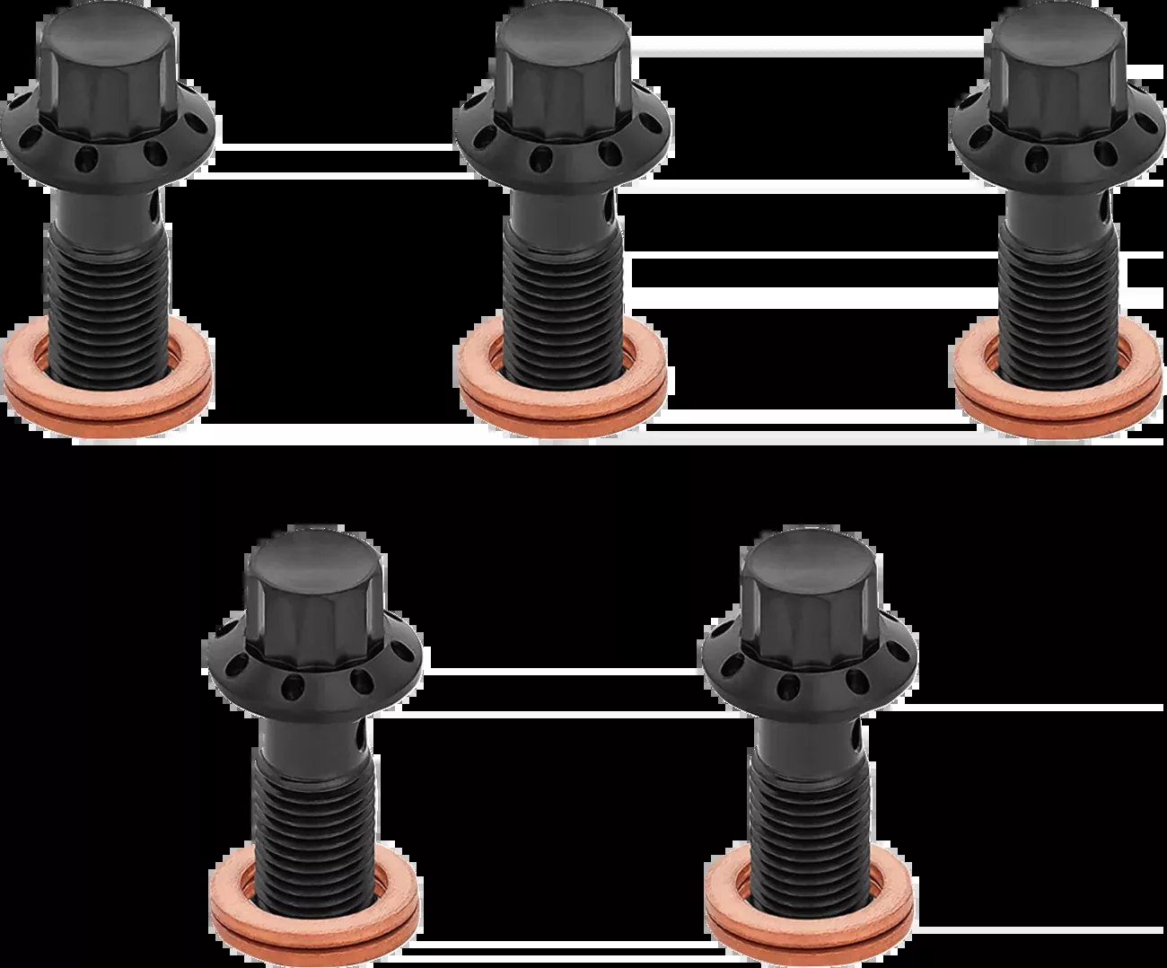 ARLEN NESS Banjo Bolt 5-Pack - 3/8"-24 - Black - 300-855