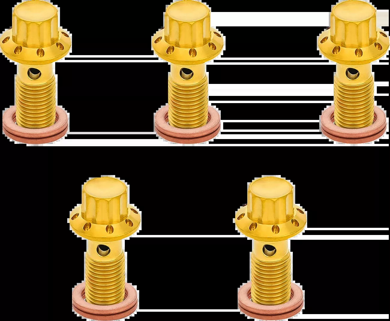 ARLEN NESS Banjo Bolt 5-Pack - 3/8"-24 - Gold - 300-856