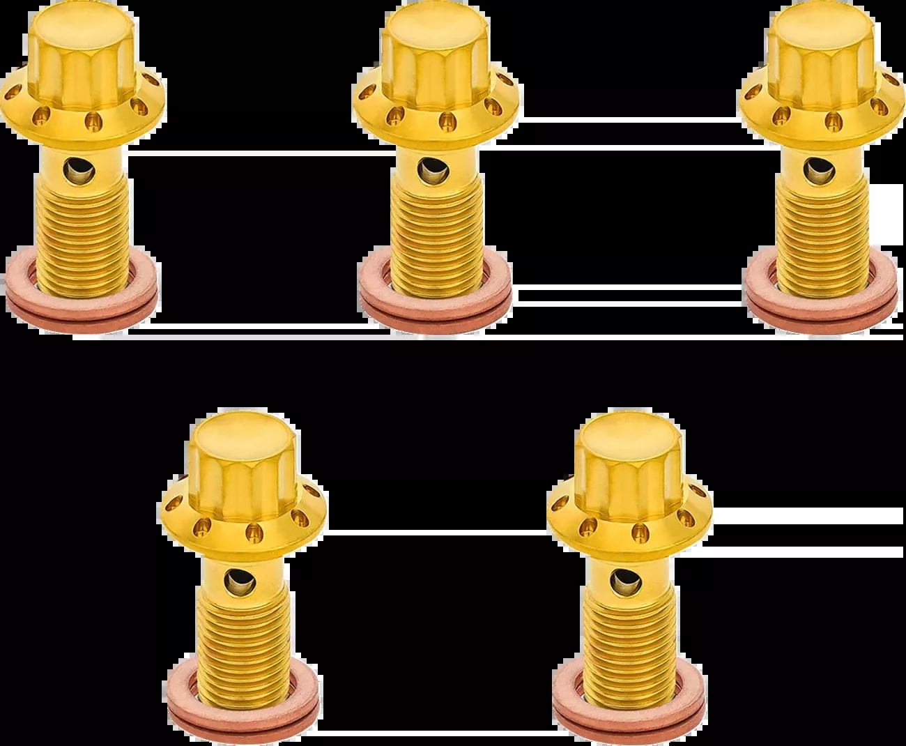 ARLEN NESS Banjo Bolt 5-Pack - M10x1.0 - Gold - 300-859