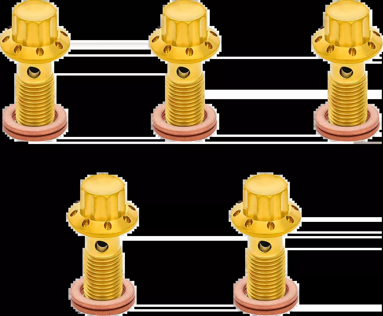ARLEN NESS Banjo Bolt 5-Pack - M10x1.25 - Gold - 300-862
