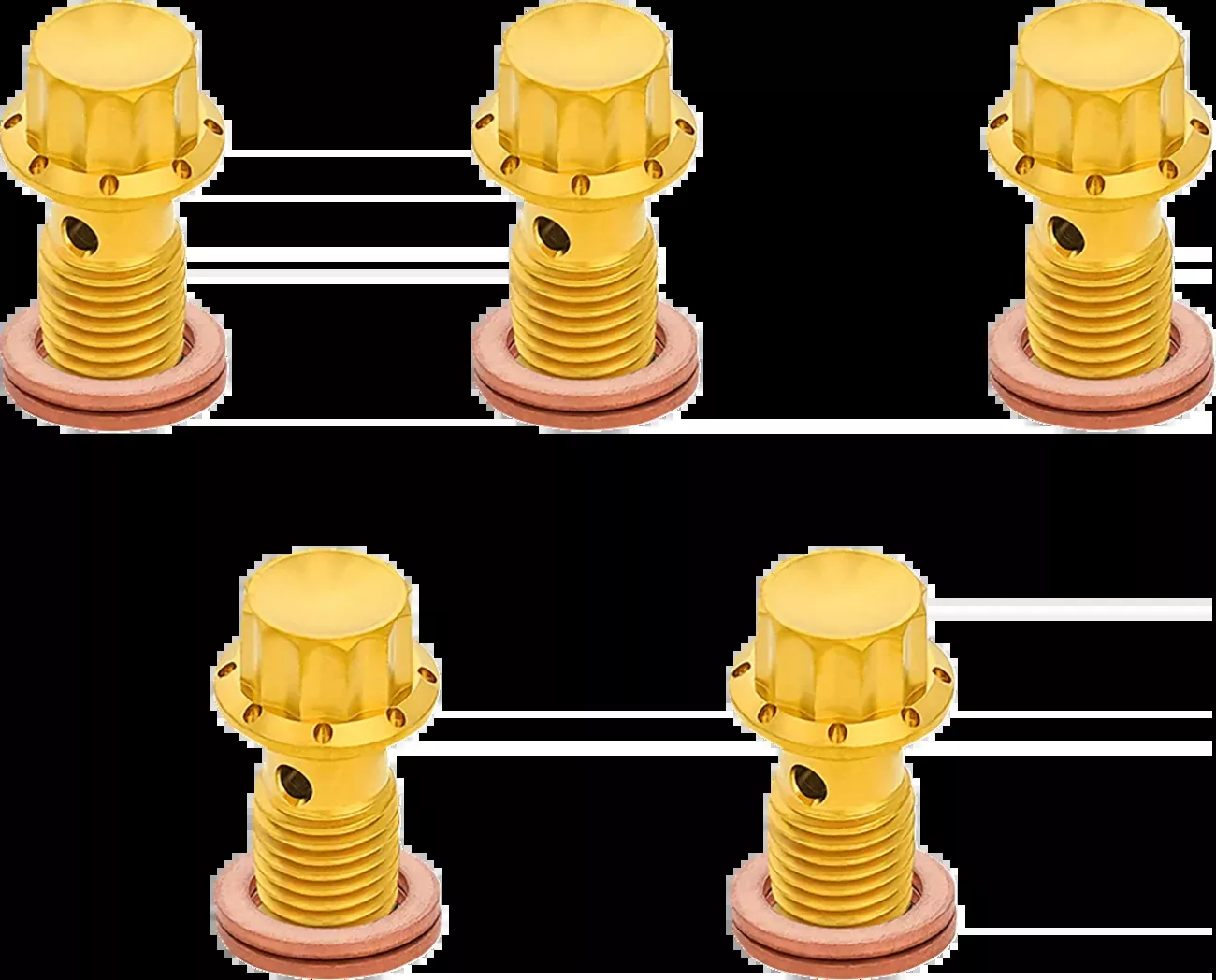 ARLEN NESS Banjo Bolt 5-Pack - M12x1.25 - Gold - 300-865