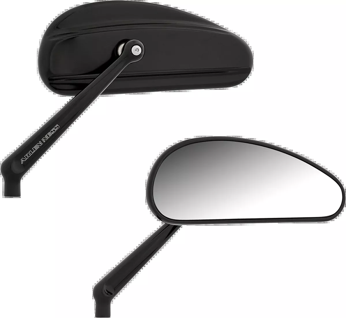 Arlen Ness Downdraft Black Smooth Forged Handlebar Motorcycle Mirror Set Harley