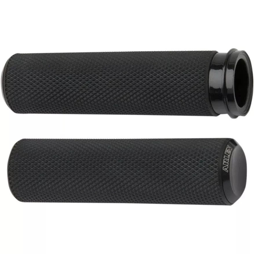 Arlen Ness Fusion Knurled Hand Grips Harley Dual Cable Throttle 76-Up
