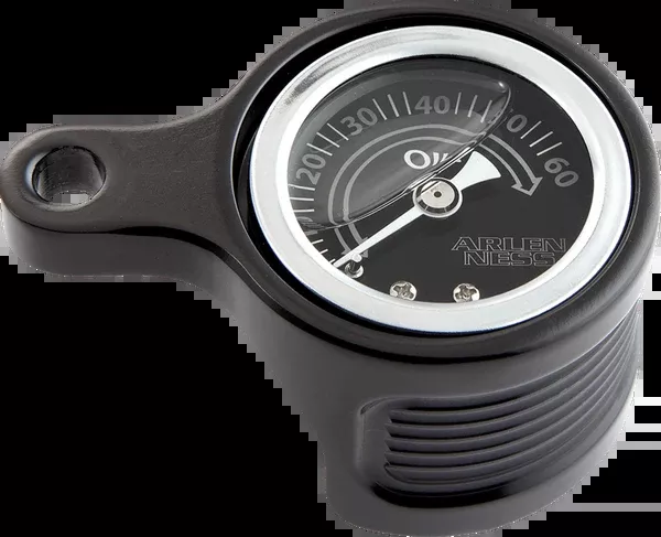 Arlen NESS Oil Pressure Gauge Kit - Method - Black Anodized - HD '14-'25