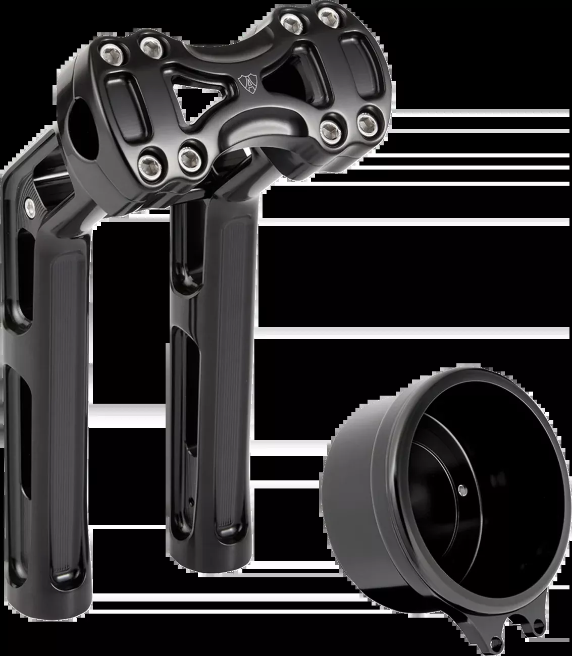ARLEN NESS Wayback Risers - 10" - Softail - 4" Round Gauge - Black - 520-073