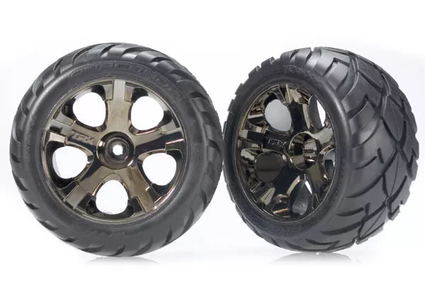 Assembled Anaconda Tires & All-Star Black Chrome Wheels (Nitro Rear/ Electric Front) (1 Left, 1 Right)