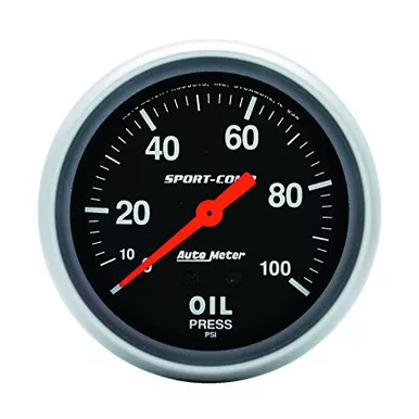 Auto Meter 3421 Sport-Comp 2-5/8" Mechanical Oil Pressure Gauge Regular