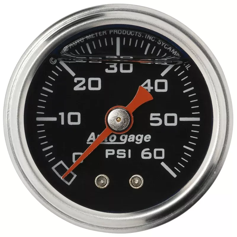 Autometer AutoGage 1.5in Liquid Filled Mechanical 0-60 PSI Fuel Pressure Gauge – Black