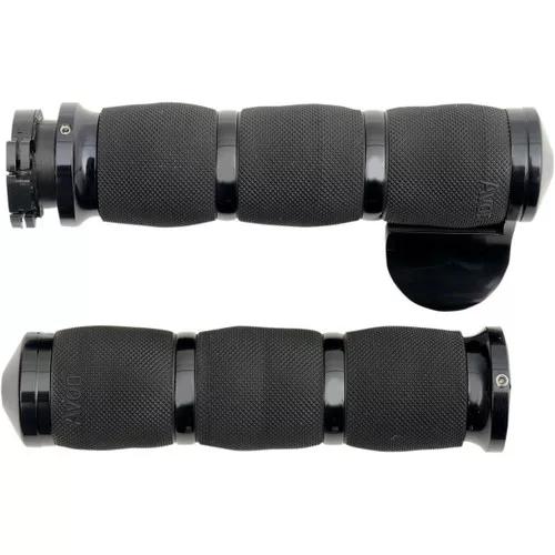 Avon Air Cushion 1" Black Handlebar Grips w/Throttle Boss (MT-AIR-90-AN-B)