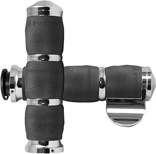 Avon Air Cushion Chrome/Black 1" Grips w/Throttle Boss (IN-TO-AIR-90C-B)