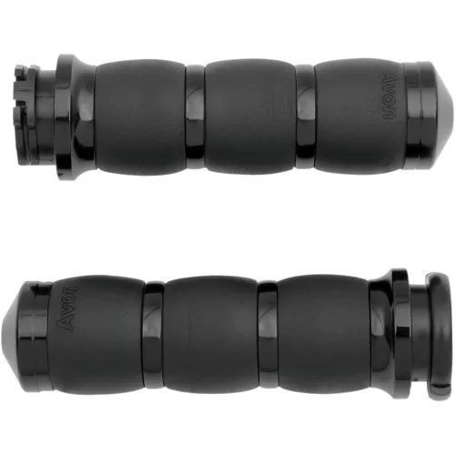 Avon Air Cushioned Velvet 3-Ring Grips for Harley Dual Cable - Black