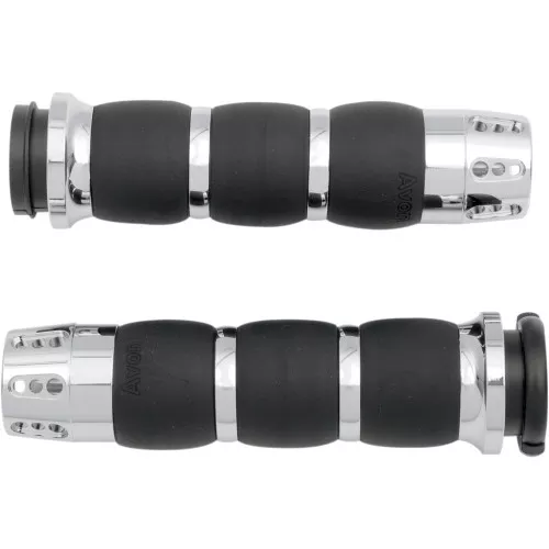 Avon Air Cushioned Velvet Gatlin Grips for Harley Electronic Throttle - Chrome