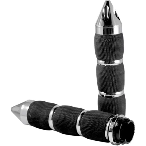 Avon Metric Touring Spike Air Cushion Chrome Handlebar Grips (MT-AIR-90-CH-SP)