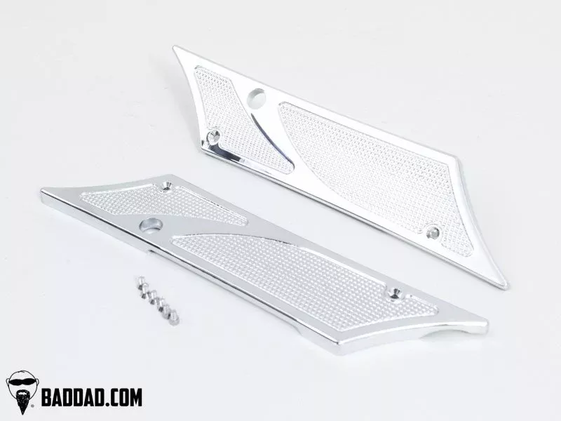 Bad Dad Chrome 900 Series Saddlebag Latch Hinge Covers Harley 93-13