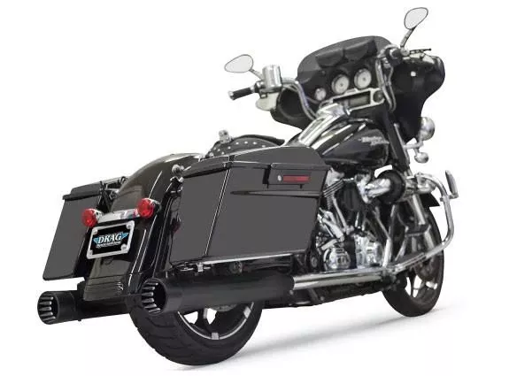 Bassani 4" DNT Acoustically Tuned Mufflerwith 3 Stepped Tuned Baffle for '95-16 FLT/FLHT/FLHR/FLHX/FLTR Models -Black w/ Black End Cap