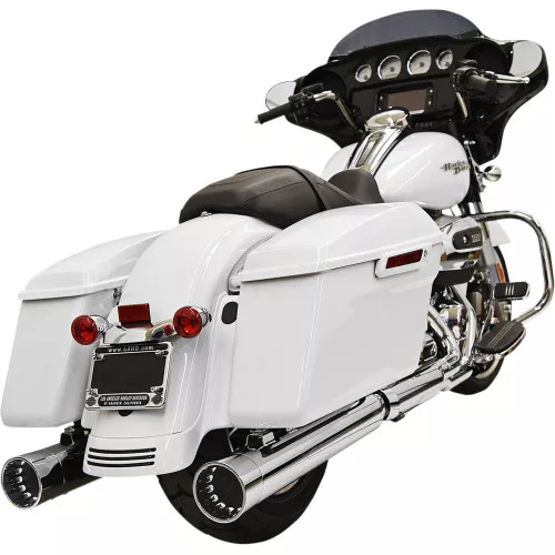 Bassani 4" DNT Straight Can Mufflers w/ Accoustically Tuned Baffle for 2017-2023 Harley Touring - Black/Black Caps