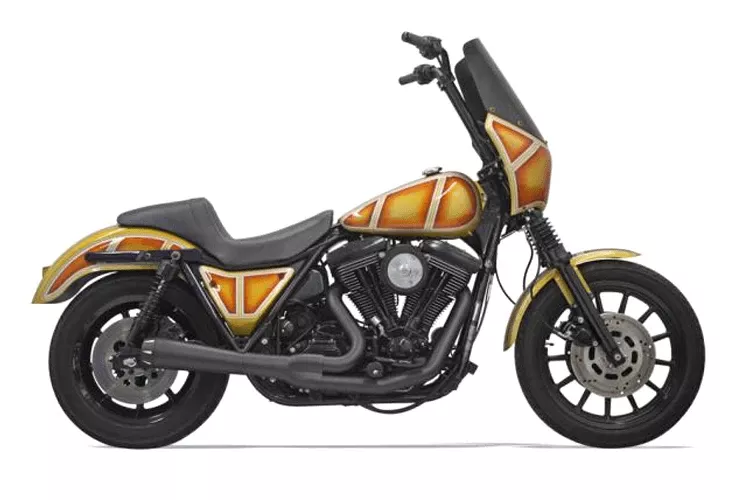 Bassani Exhaust Road Rage 2-Into-1 System for '84-94, '99-00 FXR without Floorboards -Black, Short Megaphone