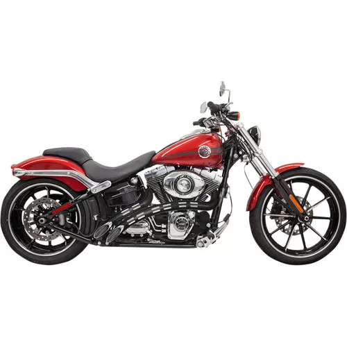 Bassani Radial Sweepers Exhaust for Harley Softail & Dyna - Chrome / Black Slotted Shields