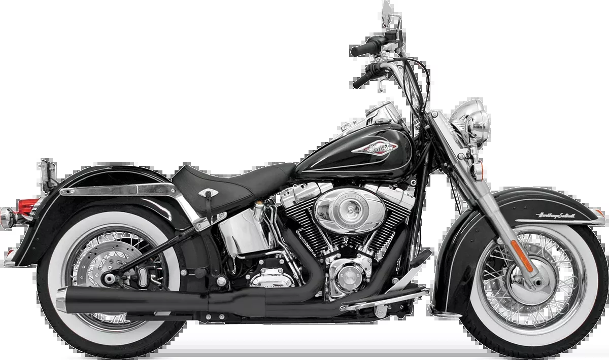 Bassani Xhaust 2:1 Exhaust - Black - Long - Softail - 12121J
