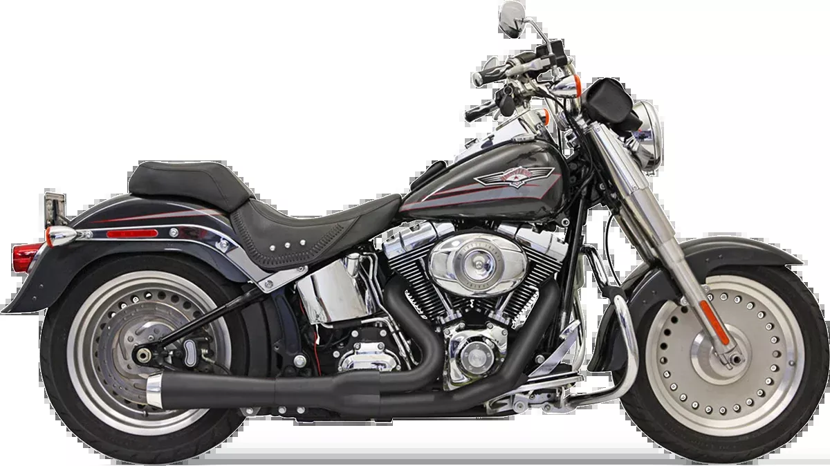Bassani Xhaust 2:1 Exhaust - Black - Short - Softail - 12122J