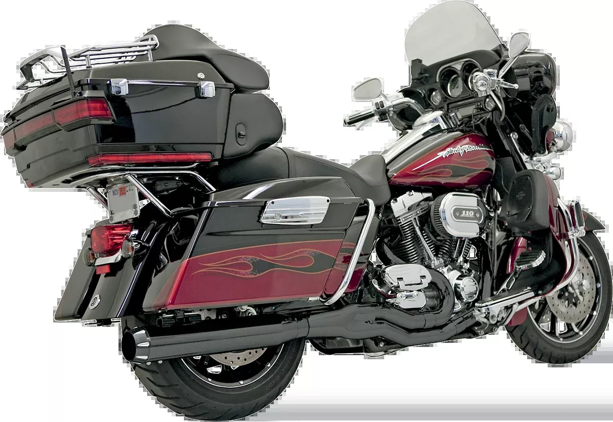Bassani Xhaust B4 2:1 Exhaust - Black - Straight Can - FLH-757B