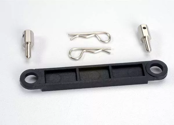 Battery Hold-Down Plate, Metal Posts & Body Clips (Black or Gray)