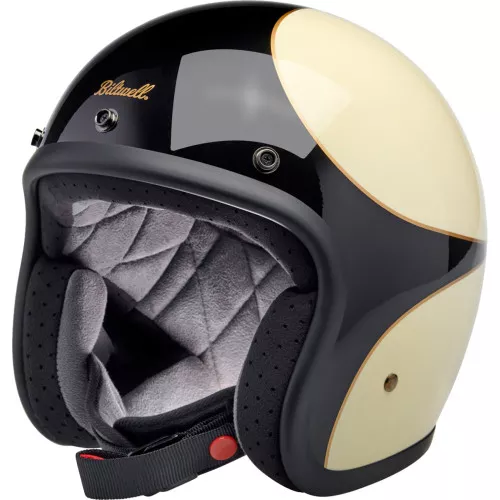 Biltwell Bonanza Helmet - Gloss Vintage White/Black Scallop