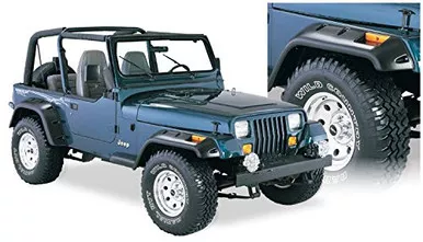 Bushwacker 10909-07 Black Cutout Style Textured 4-Piece Fender Flare for Jeep