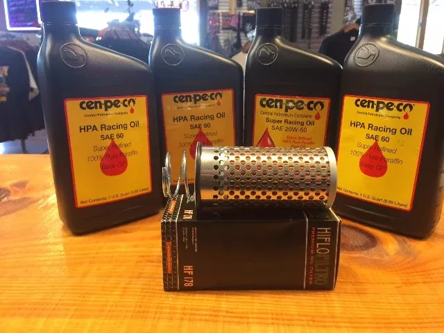 Cenpeco 4qt HPA SAE 60 Oil & Drop In Filter Kit for 1965-82 Harley Touring FL FX