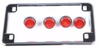 Chris Products License Plate Frame W/4 Red Re Flectors (Chrome) - 0602