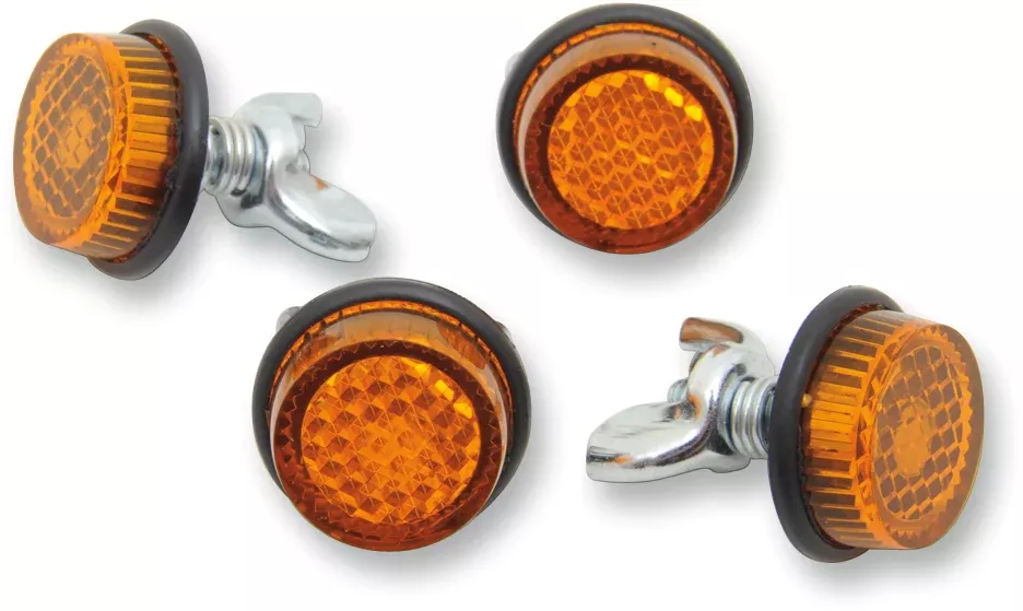 Chris Products Universal Motorcycle Amber Lens License Plate Frame Reflectors