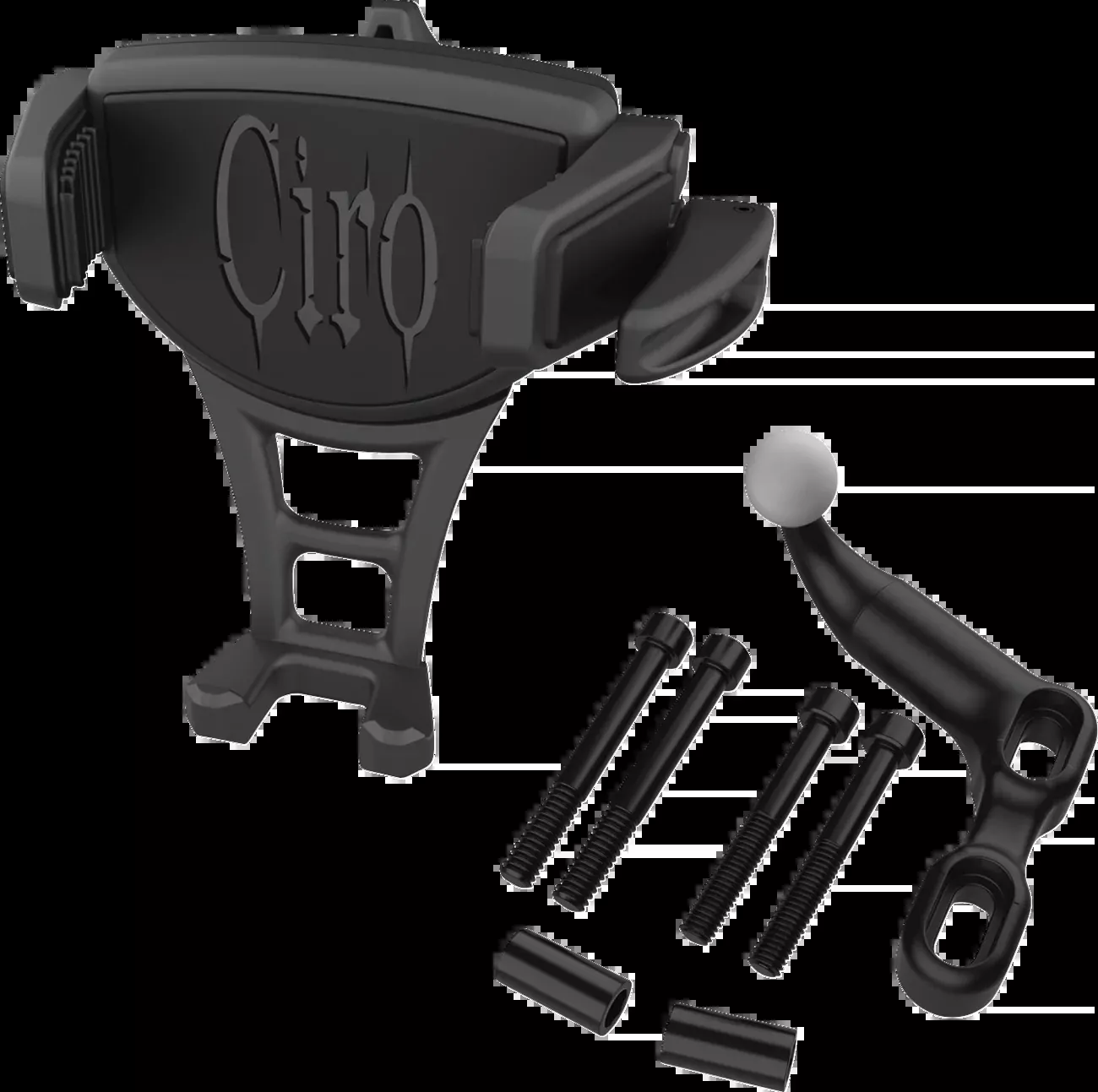 Ciro Constrictor Universal Black Offset Perch Mount Phone Holder Kit 50351