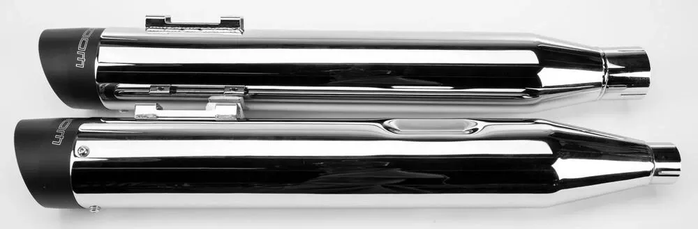 CLEARANCE Freedom Performance 4 inch Liberty Slip-On Mufflers for '17-Up FL Models -Chrome w/ Black End Cap (1 SET IN STOCK)